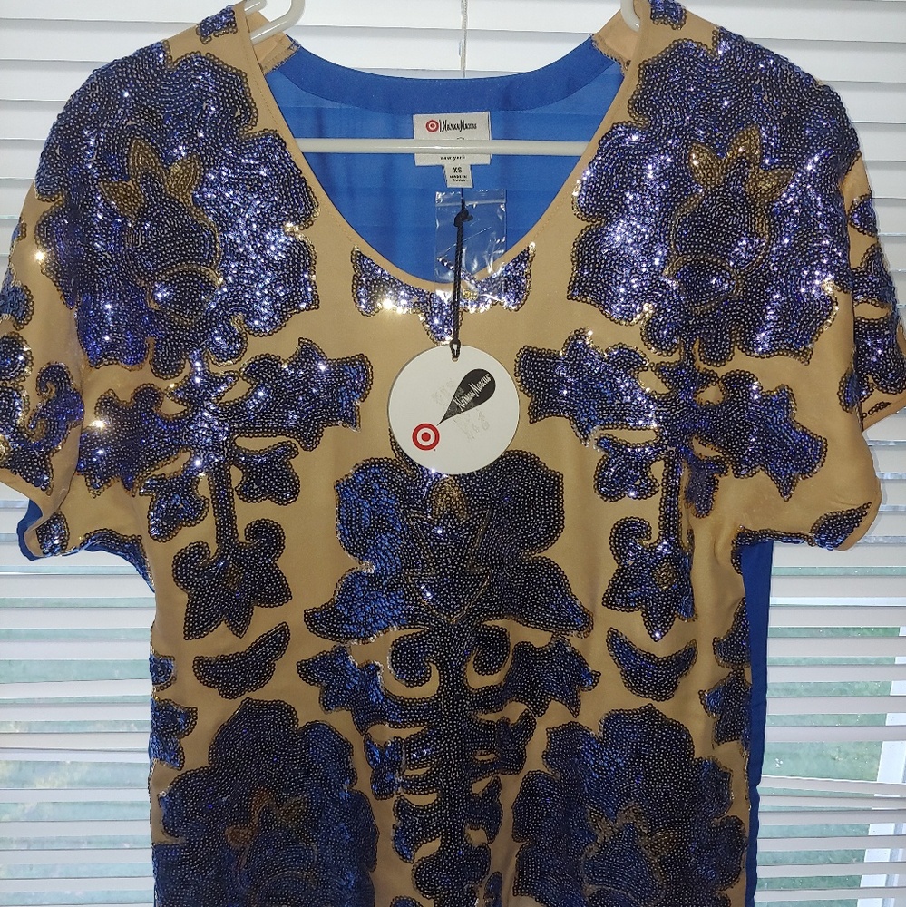 Blue and Gold Sequined Top